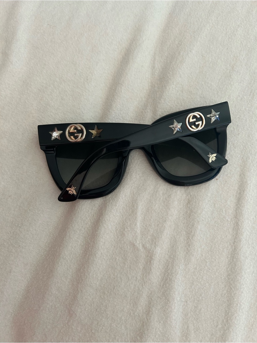 Gucci Black Square Sunglasses with Star & GG Embellishments